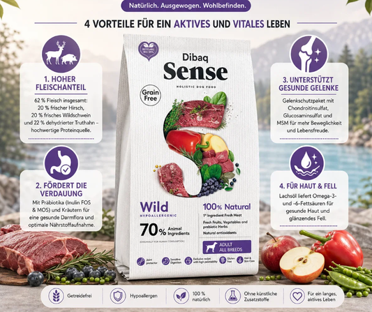 "Dibaq Sense" Getreidefreies Hundefutter "Wild"