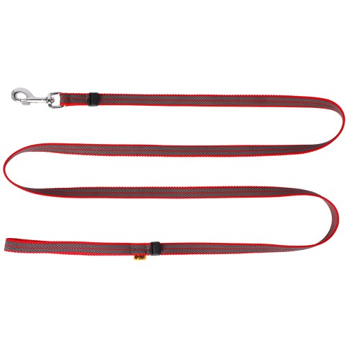 Rubberized leash with handle 120/230cm red