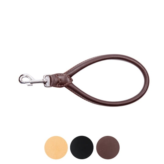 "SOFT" Leather Handle Short Leash "ROUND"