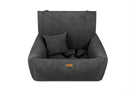 Asiento de coche para perros "MILANO", gris oscuro