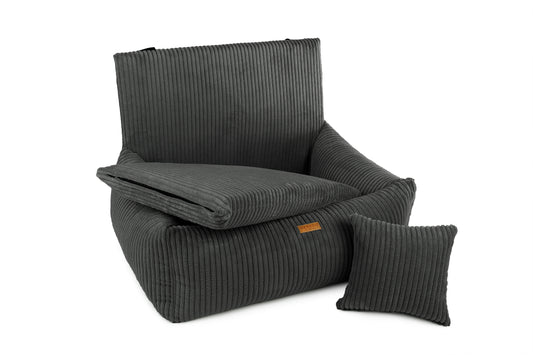Asiento de coche para perros "MILANO", gris oscuro