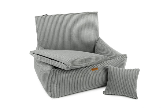 Asiento de coche "MILANO" para perros, gris