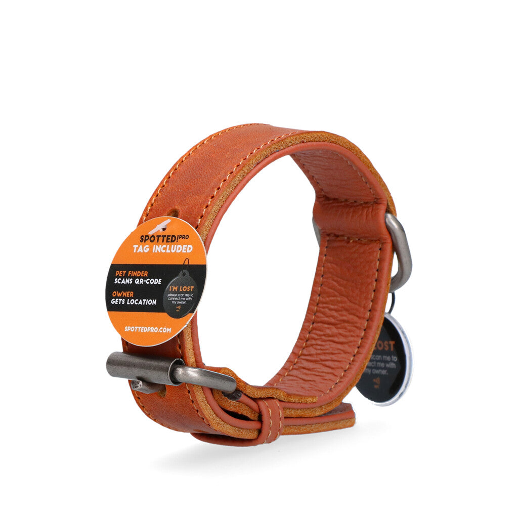 "Spotted!PRO" Lederhalsband cognac