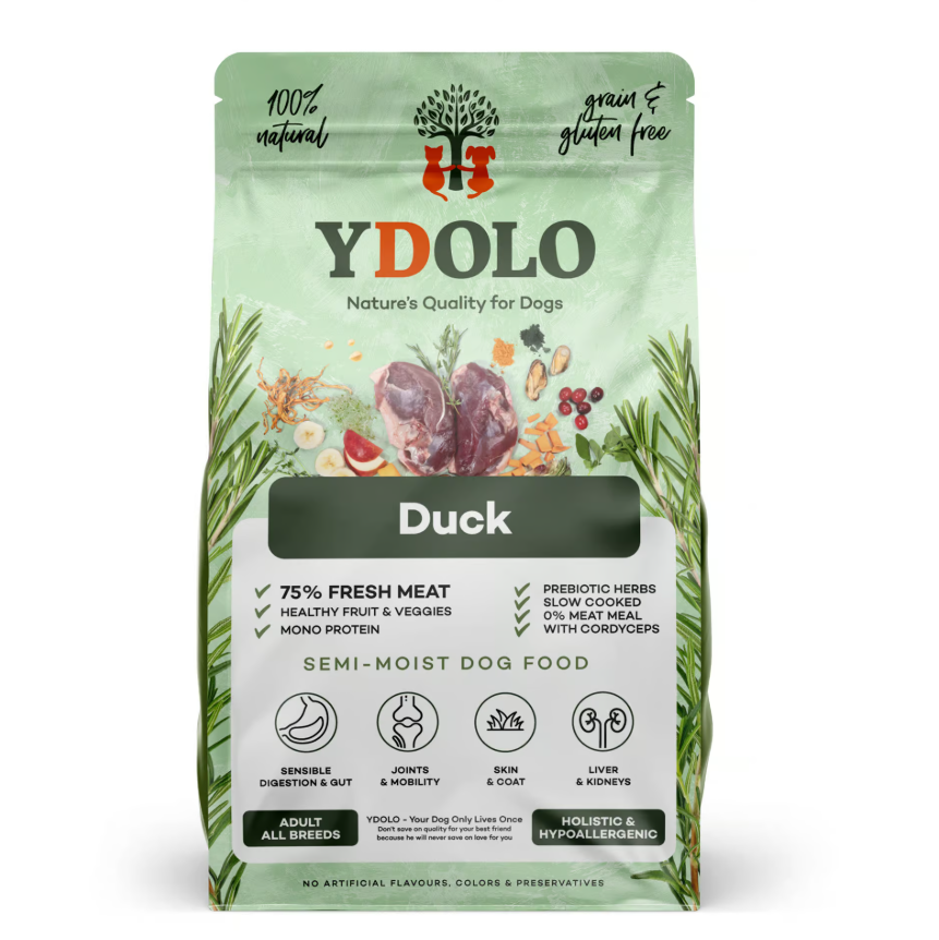 YDOLO Halbfeuchtes Monoprotein Hundefutter "Ente"