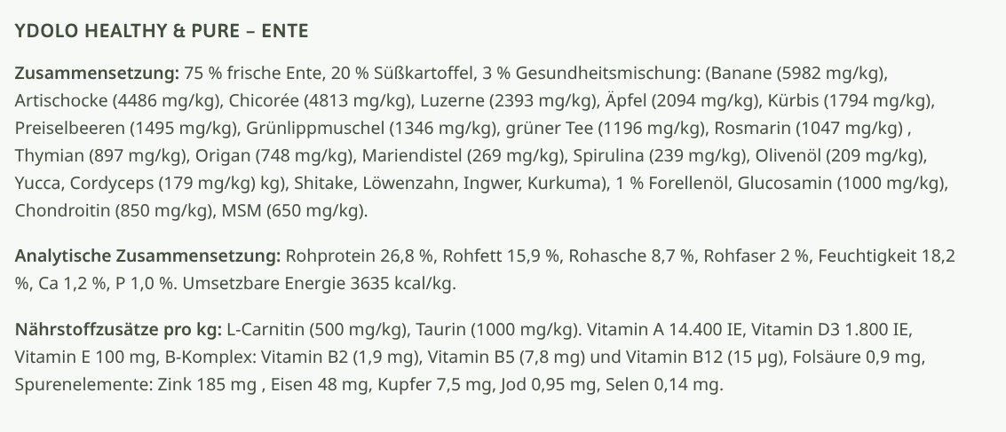 YDOLO Halbfeuchtes Monoprotein Hundefutter "Ente"